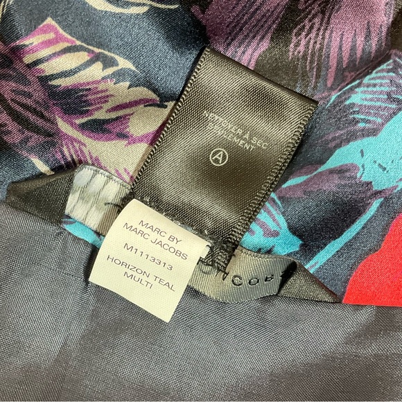 Marc By Marc Jacobs Horizon Teal Multi Silk Floral Belted Dress - Picture 11 of 11